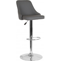 Flash Furniture DS-8121A-GRY-GG Trieste Contemporary Adjustable Height Barstool in Gray Leather 