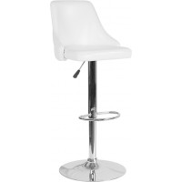 Flash Furniture DS-8121A-WH-GG Trieste Contemporary Adjustable Height Barstool in White Leather 