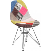 Flash Furniture FH-130-CCV1-D-GG Elon Series Milan Patchwork Fabric Chair with Chrome Base 