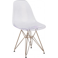 Flash Furniture FH-130-CPC1-GG Elon Series Ghost Chair with Gold Metal Base 