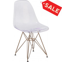 Flash Furniture FH-130-CPC1-GG Elon Series Ghost Chair with Gold Metal Base 