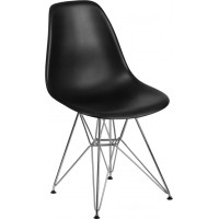 Flash Furniture FH-130-CPP1-BK-GG Elon Series Black Plastic Chair with Chrome Base 