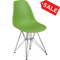 Flash Furniture FH-130-CPP1-GN-GG Elon Series Green Plastic Chair with Chrome Base 