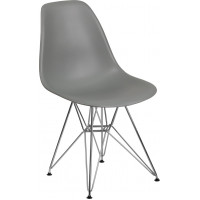 Flash Furniture FH-130-CPP1-GY-GG Elon Series Moss Gray Plastic Chair with Chrome Base 