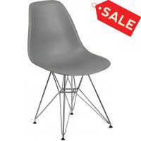 Flash Furniture FH-130-CPP1-GY-GG Elon Series Moss Gray Plastic Chair with Chrome Base 