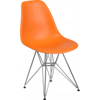Flash Furniture FH-130-CPP1-OR-GG Elon Series Orange Plastic Chair with Chrome Base 