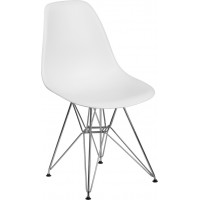Flash Furniture FH-130-CPP1-WH-GG Elon Series White Plastic Chair with Chrome Base 