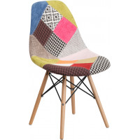 Flash Furniture FH-130-DCV1-D-GG Elon Series Milan Patchwork Fabric Chair with Wood Base 
