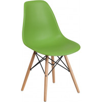 Flash Furniture FH-130-DPP-GN-GG Elon Series Green Plastic Chair with Wood Base 