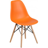 Flash Furniture FH-130-DPP-OR-GG Elon Series Orange Plastic Chair with Wood Base 