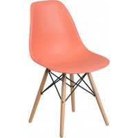 Flash Furniture FH-130-DPP-PE-GG Elon Series Peach Plastic Chair with Wood Base 