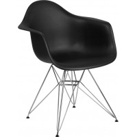 Flash Furniture FH-132-CPP1-BK-GG Alonza Series Black Plastic Chair with Chrome Base 