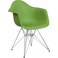 Flash Furniture FH-132-CPP1-GN-GG Alonza Series Green Plastic Chair with Chrome Base 