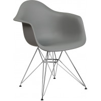 Flash Furniture FH-132-CPP1-GY-GG Alonza Series Moss Gray Plastic Chair with Chrome Base 