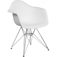 Flash Furniture FH-132-CPP1-WH-GG Alonza Series White Plastic Chair with Chrome Base 