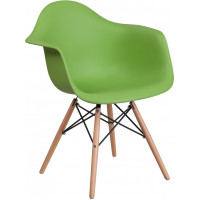 Flash Furniture FH-132-DPP-GN-GG Alonza Series Green Plastic Chair with Wood Base 