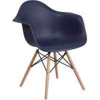 Flash Furniture FH-132-DPP-NY-GG Alonza Series Navy Plastic Chair with Wood Base 