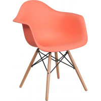Flash Furniture FH-132-DPP-PE-GG Alonza Series Peach Plastic Chair with Wood Base 