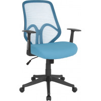 Flash Furniture GO-WY-193A-A-LTBL-GG Salerno Series High Back Light Blue Mesh Chair with Arms 