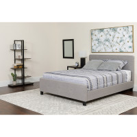 Flash Furniture HG-26-GG Tribeca Full Size Tufted Upholstered Platform Bed in Light Gray Fabric 