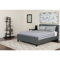 Flash Furniture HG-29-GG Tribeca Twin Size Tufted Upholstered Platform Bed in Dark Gray Fabric 