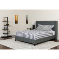 Flash Furniture HG-45-GG Riverdale Twin Size Tufted Upholstered Platform Bed in Dark Gray Fabric 