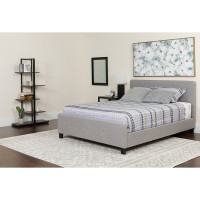 Flash Furniture HG-BM-26-GG Tribeca Full Size Tufted Upholstered Platform Bed in Light Gray Fabric with Pocket Spring Mattress 
