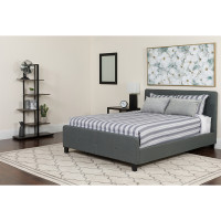 Flash Furniture HG-BM-29-GG Tribeca Twin Size Tufted Upholstered Platform Bed in Dark Gray Fabric with Pocket Spring Mattress 