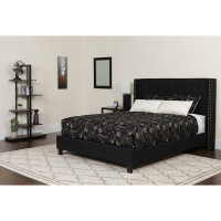 Flash Furniture HG-BM-37-GG Riverdale Twin Size Tufted Upholstered Platform Bed in Black Fabric with Pocket Spring Mattress 
