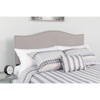 Flash Furniture HG-HB1707-F-LG-GG Lexington Upholstered Full Size Headboard with Accent Nail Trim in Light Gray Fabric 