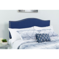 Flash Furniture HG-HB1707-F-N-GG Lexington Upholstered Full Size Headboard with Accent Nail Trim in Navy Fabric 