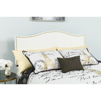 Flash Furniture HG-HB1707-F-W-GG Lexington Upholstered Full Size Headboard with Accent Nail Trim in White Fabric 