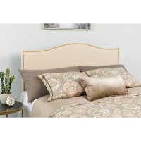 Flash Furniture HG-HB1707-K-B-GG Lexington Upholstered King Size Headboard with Accent Nail Trim in Beige Fabric 