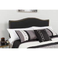 Flash Furniture HG-HB1707-Q-BK-GG Lexington Upholstered Queen Size Headboard with Accent Nail Trim in Black Fabric 