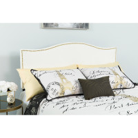 Flash Furniture HG-HB1707-Q-W-GG Lexington Upholstered Queen Size Headboard with Accent Nail Trim in White Fabric 