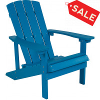 Flash Furniture JJ-C14501-BLU-GG Charlestown All-Weather Adirondack Chair in Blue Faux Wood 
