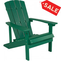 Flash Furniture JJ-C14501-GRN-GG Charlestown All-Weather Adirondack Chair in Green Faux Wood 
