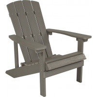 Flash Furniture JJ-C14501-LTG-GG Charlestown All-Weather Adirondack Chair in Light Gray Faux Wood 