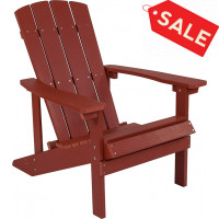 Flash Furniture JJ-C14501-RED-GG Charlestown All-Weather Adirondack Chair in Red Faux Wood 