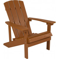 Flash Furniture JJ-C14501-TEAK-GG Charlestown All-Weather Adirondack Chair in Teak Faux Wood 