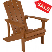 Flash Furniture JJ-C14501-TEAK-GG Charlestown All-Weather Adirondack Chair in Teak Faux Wood 