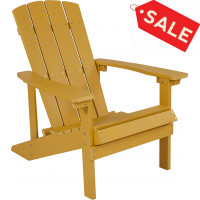 Flash Furniture JJ-C14501-YLW-GG Charlestown All-Weather Adirondack Chair in Yellow Faux Wood 