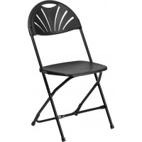 Flash Furniture LE-L-4-BK-GG Hercules Series 650 lb. Capacity Black Plastic Fan Back Folding Chair
