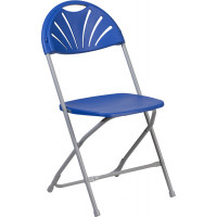 Flash Furniture LE-L-4-BL-GG Hercules Series 650 lb. Capacity Blue Plastic Fan Back Folding Chair