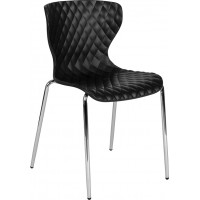 Flash Furniture LF-7-07C-BLK-GG Lowell Contemporary Design Black Plastic Stack Chair 