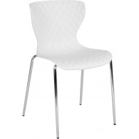 Flash Furniture LF-7-07C-WH-GG Lowell Contemporary Design White Plastic Stack Chair 