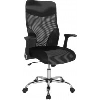 Flash Furniture LF-W-83A-GG Milford High Back Office Chair with Contemporary Mesh Design in Black and White 