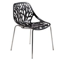 LeisureMod AC16BL Modern Asbury Dining Chair w/ Chromed Legs