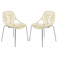 LeisureMod AC16CR2 Modern Asbury Dining Chair w/ Chromed Legs, Set of 2