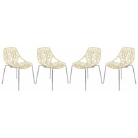 LeisureMod AC16CR4 Modern Asbury Dining Chair w/ Chromed Legs, Set of 4